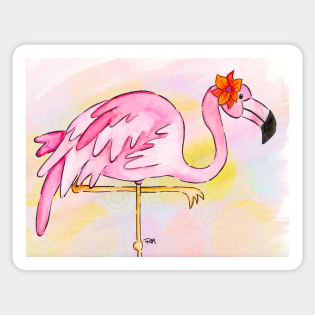 Pretty Pink Flamingo Bird Sticker by RuthMCreative